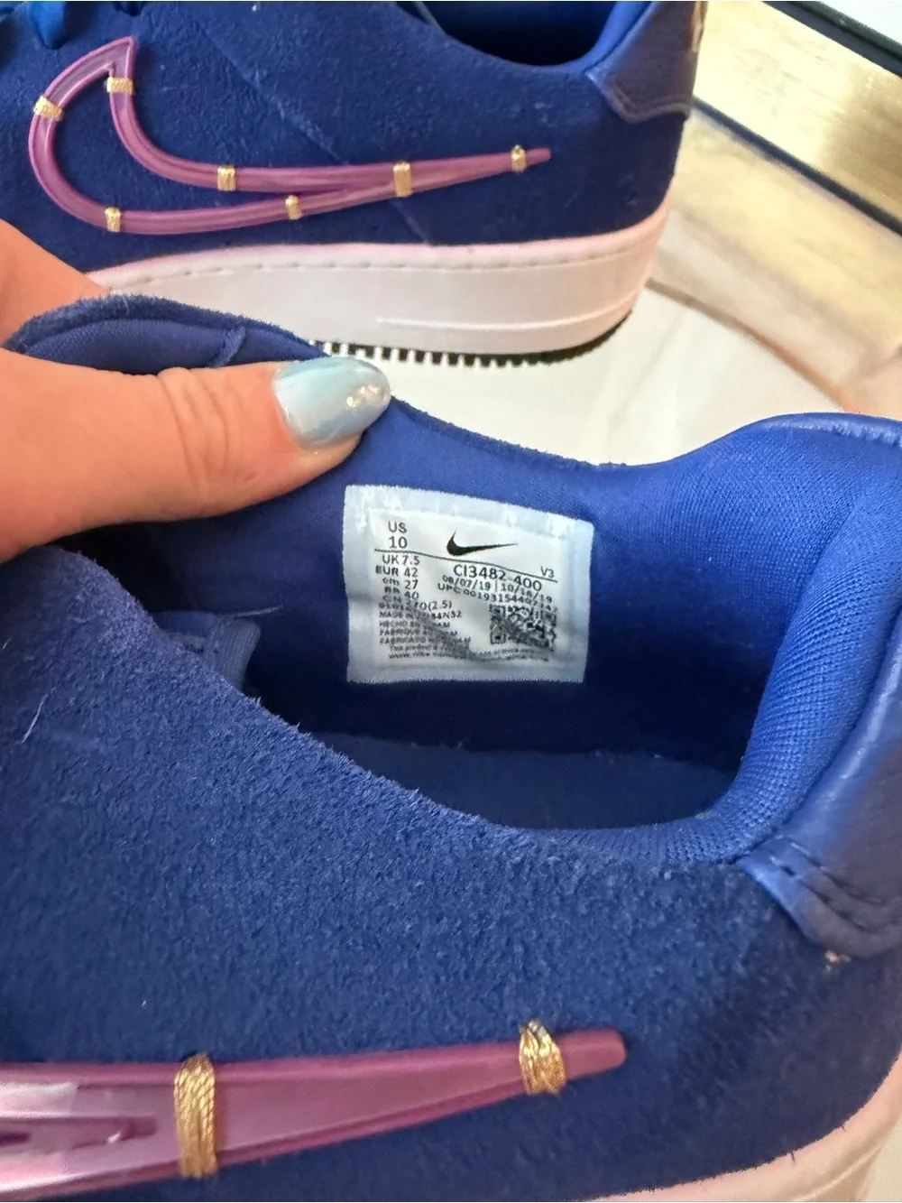 Nike Women Royal Blue Suede Sneakers with Pink Swoosh